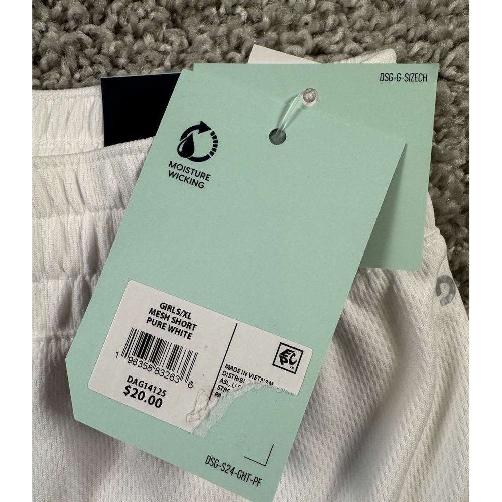 NEW DSG Girls Performance Mid Rise Mesh Athletic Shorts Pure White XL 16 - Picture 5 of 7
